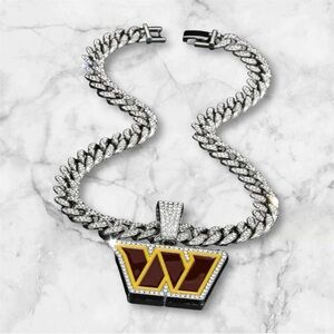 NFL Washington Commanders 20 Inch Necklace Pendant Chain Link Football Jewelry